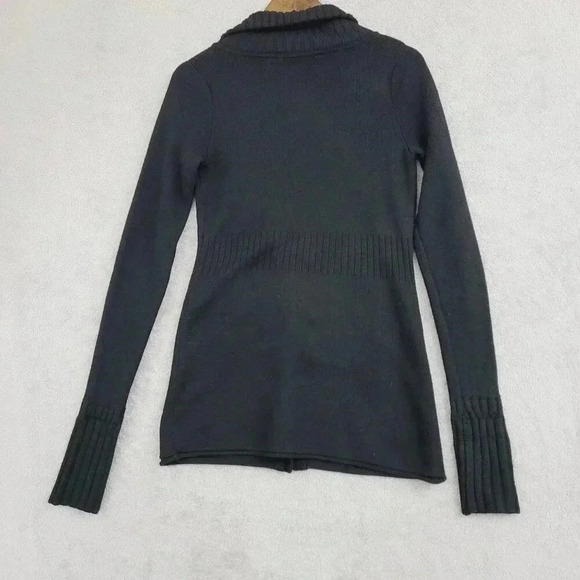 Athleta Wool Blend Women's XS Ribbed Asymmetrical Zip Black Jacket 6CT - Picture 2 of 7